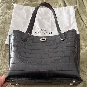 Coach Black Croc-Embossed Tote